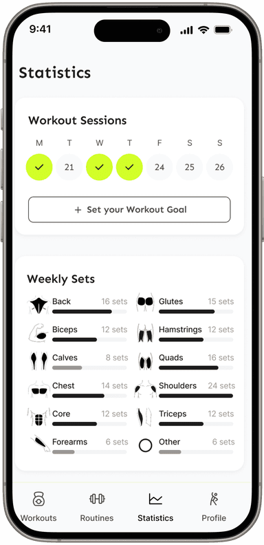 Statistics and progress screen